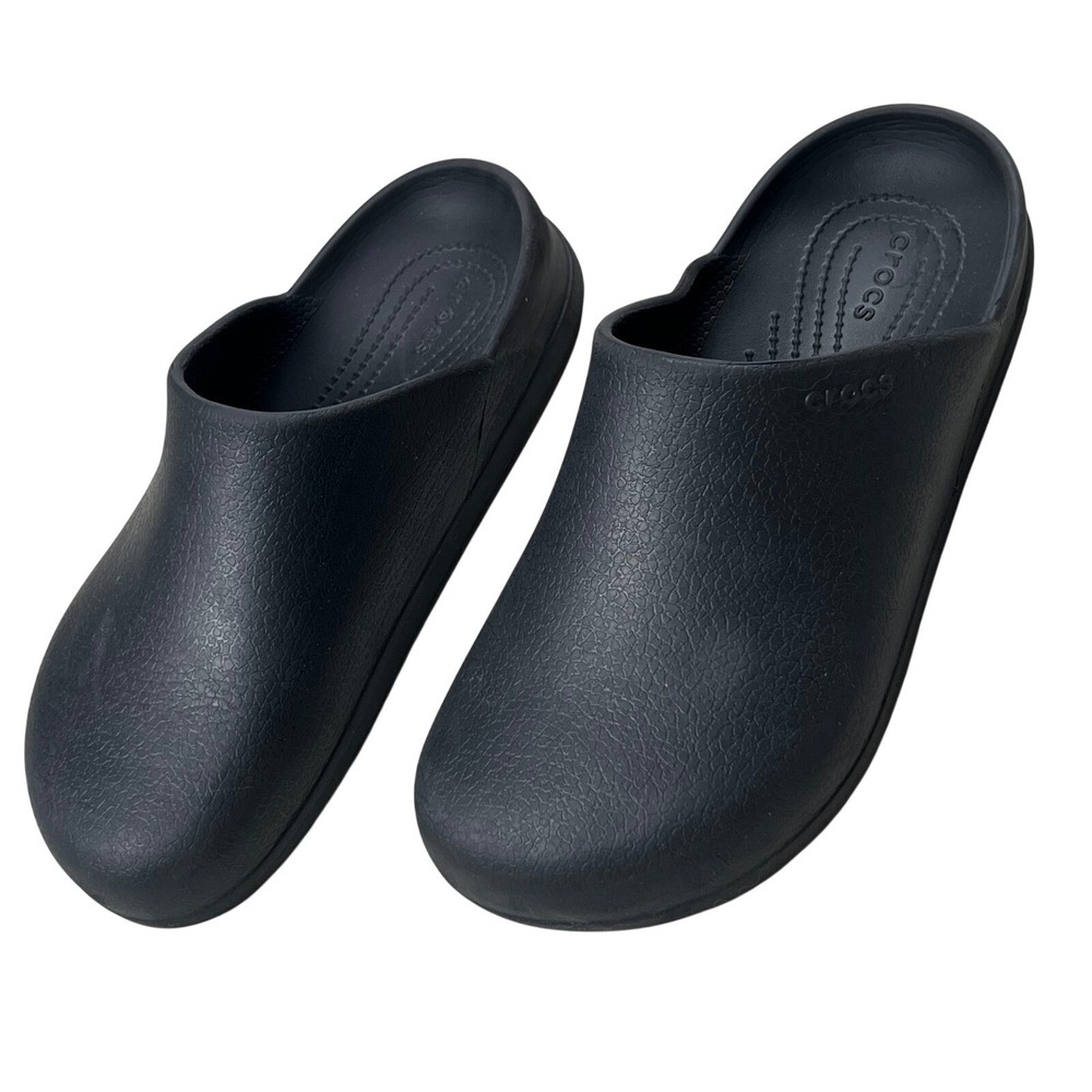 Crocs Dylan Clog Unisex W9 M7 Black Textured Slip On Mules Comfort House Shoes